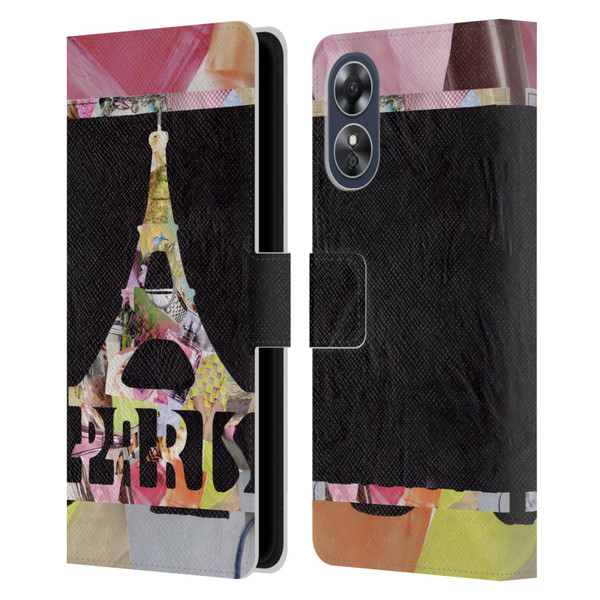 Artpoptart Travel Paris Leather Book Wallet Case Cover For OPPO A17