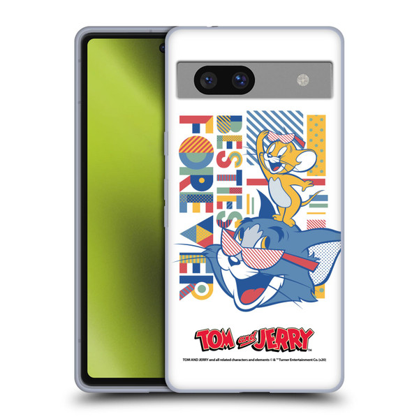 Tom and Jerry Color Blocks Besties Forever Soft Gel Case for Google Pixel 7a