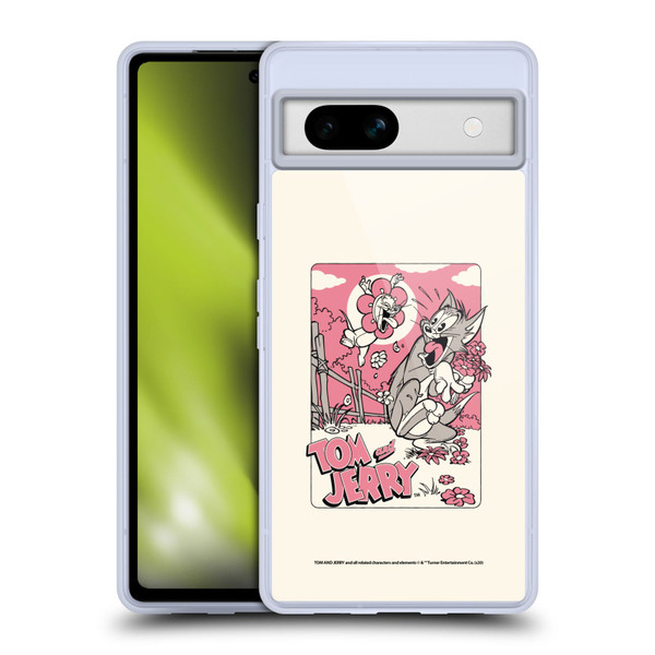 Tom and Jerry Illustration Scary Flower Soft Gel Case for Google Pixel 7a