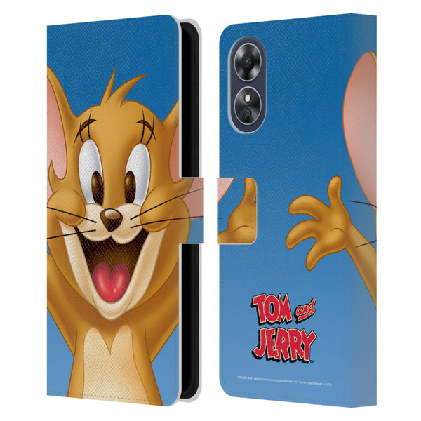 Tom and Jerry Full Face Jerry Leather Book Wallet Case Cover For OPPO A17