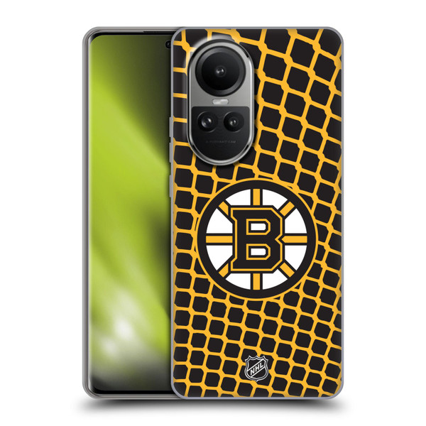NHL Boston Bruins Net Pattern Soft Gel Case for OPPO Reno10 5G / Reno10 Pro 5G