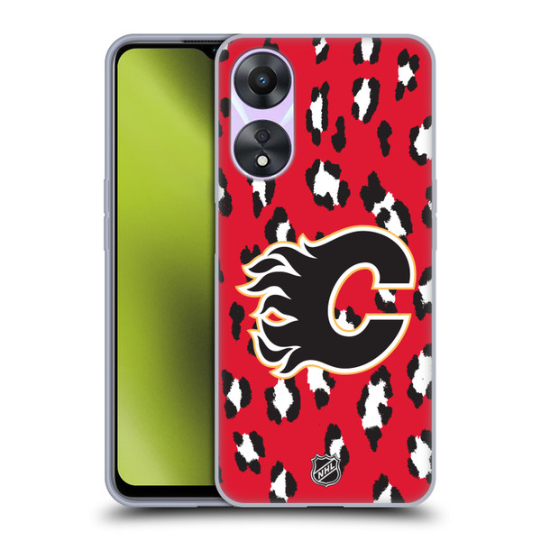 NHL Calgary Flames Leopard Patten Soft Gel Case for OPPO A78 4G