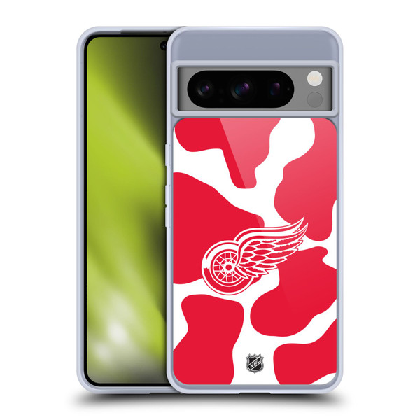 NHL Detroit Red Wings Cow Pattern Soft Gel Case for Google Pixel 8 Pro