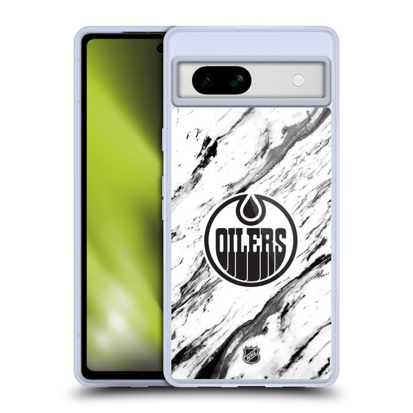 NHL Edmonton Oilers Marble Soft Gel Case for Google Pixel 7a