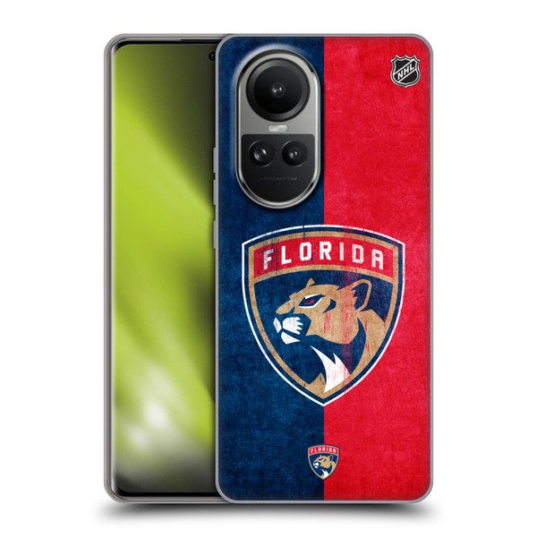 NHL Florida Panthers Half Distressed Soft Gel Case for OPPO Reno10 5G / Reno10 Pro 5G