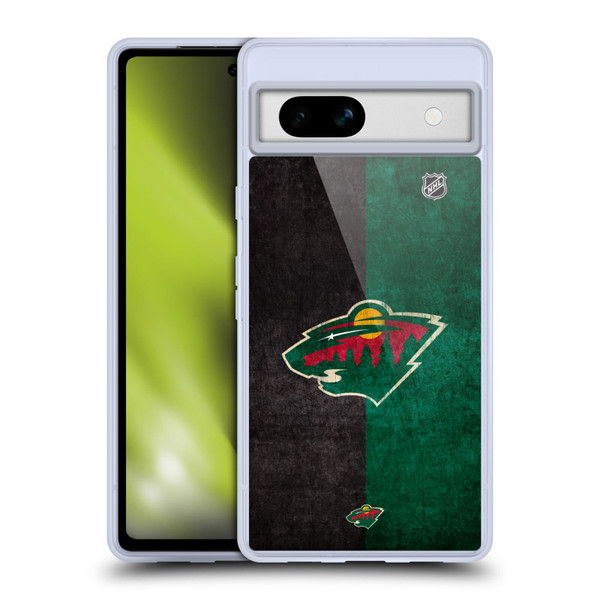NHL Minnesota Wild Half Distressed Soft Gel Case for Google Pixel 7a