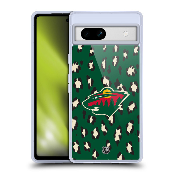 NHL Minnesota Wild Leopard Pattern Soft Gel Case for Google Pixel 7a