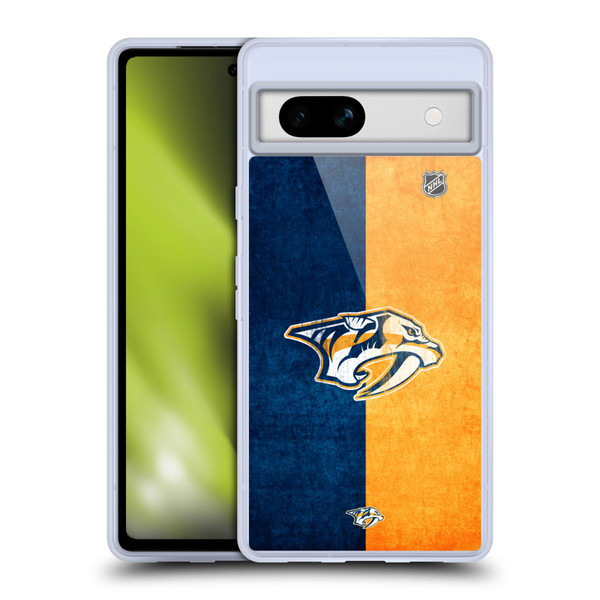 NHL Nashville Predators Half Distressed Soft Gel Case for Google Pixel 7a