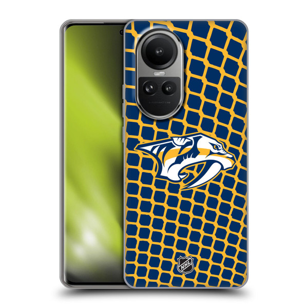 NHL Nashville Predators Net Pattern Soft Gel Case for OPPO Reno10 5G / Reno10 Pro 5G