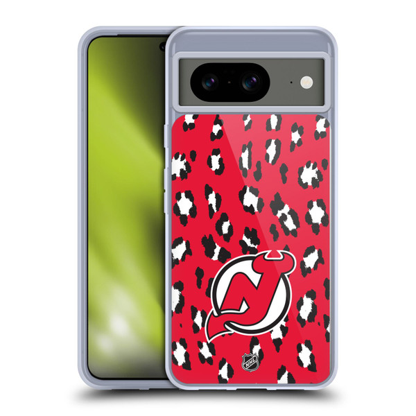 NHL New Jersey Devils Leopard Patten Soft Gel Case for Google Pixel 8