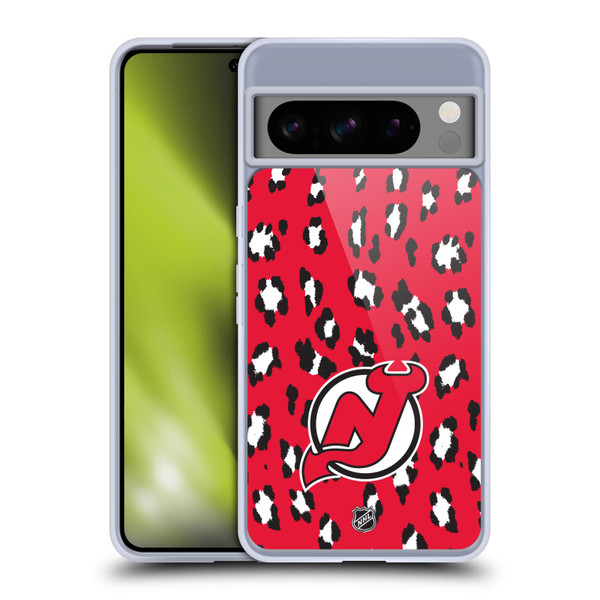 NHL New Jersey Devils Leopard Patten Soft Gel Case for Google Pixel 8 Pro