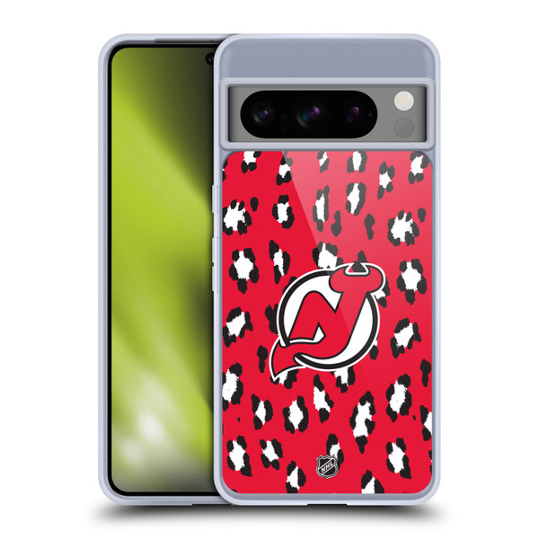 NHL New Jersey Devils Leopard Pattern Soft Gel Case for Google Pixel 8 Pro