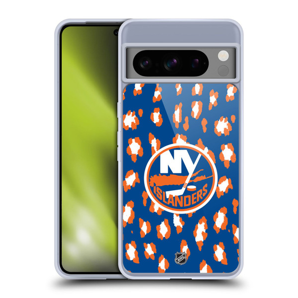 NHL New York Islanders Leopard Pattern Soft Gel Case for Google Pixel 8 Pro