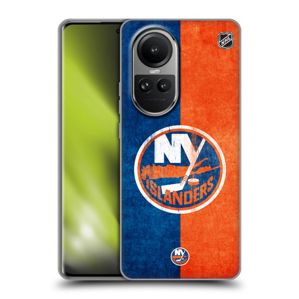 NHL New York Islanders Half Distressed Soft Gel Case for OPPO Reno10 5G / Reno10 Pro 5G