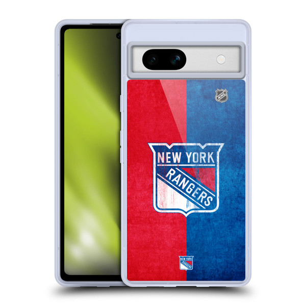 NHL New York Rangers Half Distressed Soft Gel Case for Google Pixel 7a