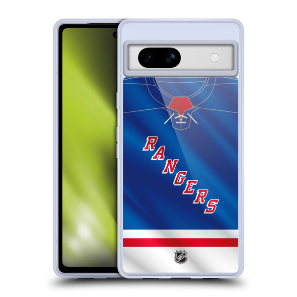 NHL New York Rangers Jersey Soft Gel Case for Google Pixel 7a