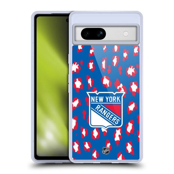 NHL New York Rangers Leopard Patten Soft Gel Case for Google Pixel 7a