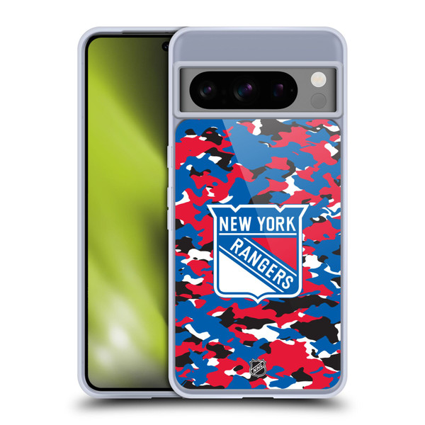 NHL New York Rangers Camouflage Soft Gel Case for Google Pixel 8 Pro
