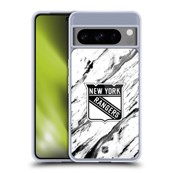 NHL New York Rangers Marble Soft Gel Case for Google Pixel 8 Pro