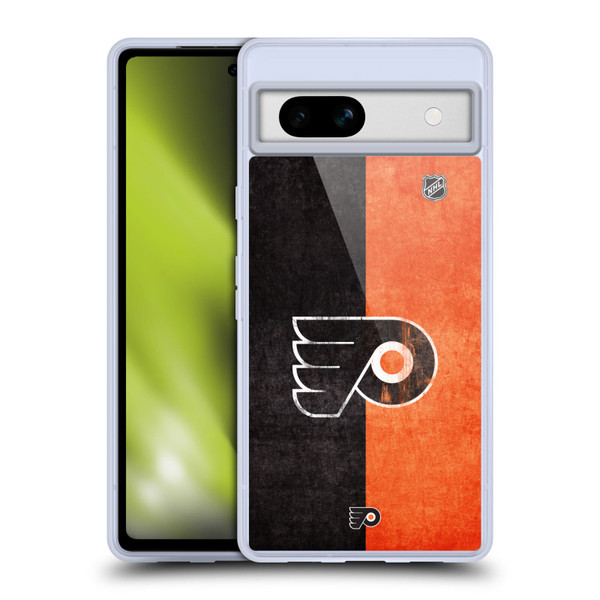 NHL Philadelphia Flyers Half Distressed Soft Gel Case for Google Pixel 7a