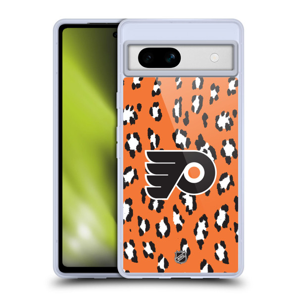 NHL Philadelphia Flyers Leopard Pattern Soft Gel Case for Google Pixel 7a