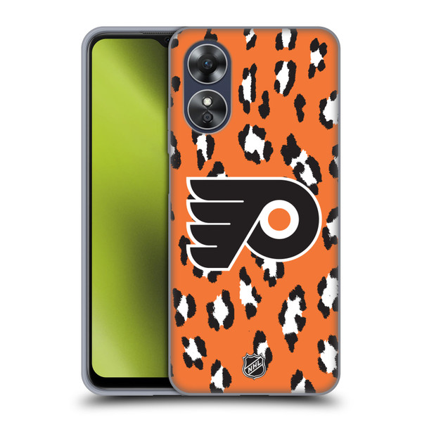 NHL Philadelphia Flyers Leopard Patten Soft Gel Case for OPPO A17