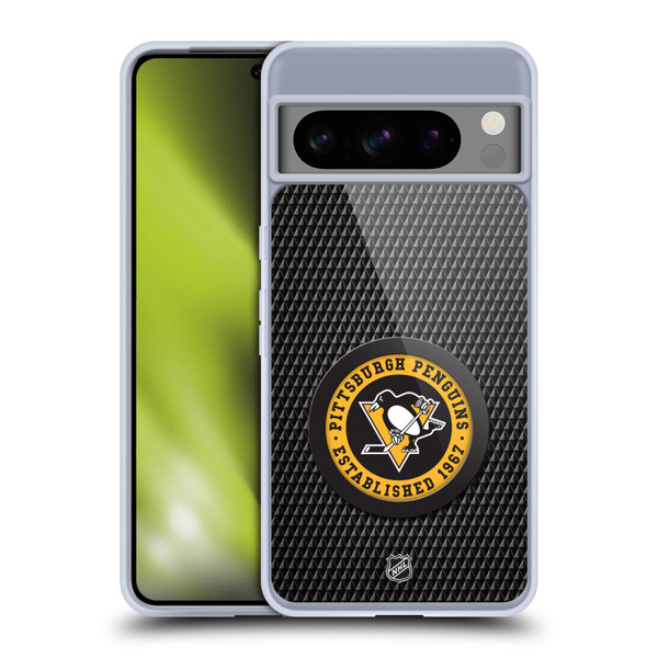 NHL Pittsburgh Penguins Puck Texture Soft Gel Case for Google Pixel 8 Pro