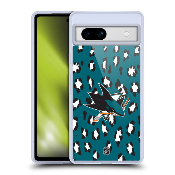 NHL San Jose Sharks Leopard Pattern Soft Gel Case for Google Pixel 7a