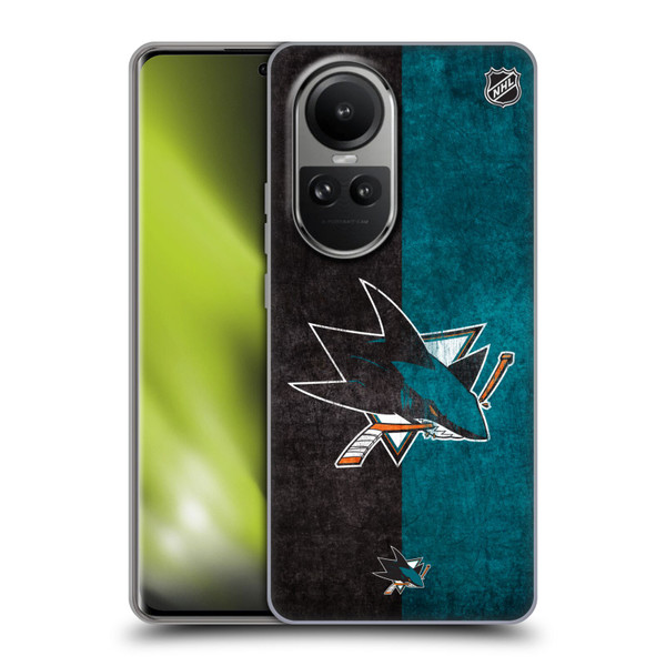 NHL San Jose Sharks Half Distressed Soft Gel Case for OPPO Reno10 5G / Reno10 Pro 5G