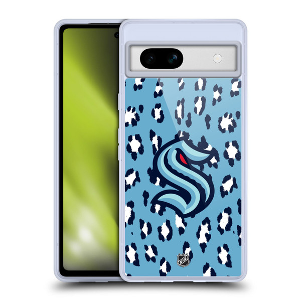 NHL Seattle Kraken Leopard Pattern Soft Gel Case for Google Pixel 7a
