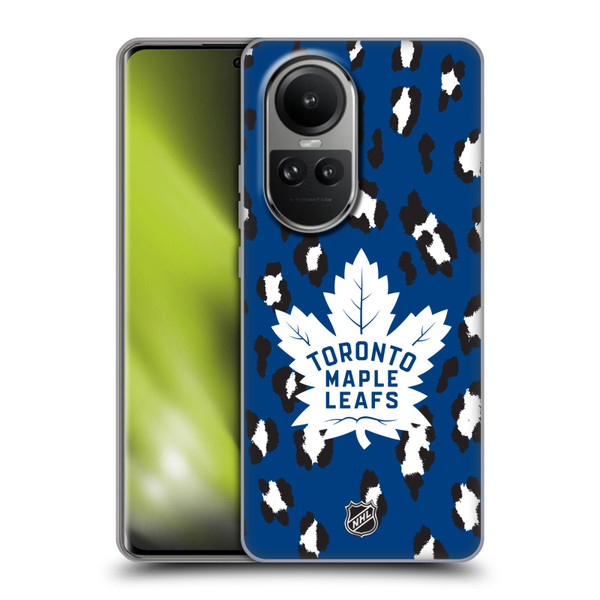 NHL Toronto Maple Leafs Leopard Patten Soft Gel Case for OPPO Reno10 5G / Reno10 Pro 5G