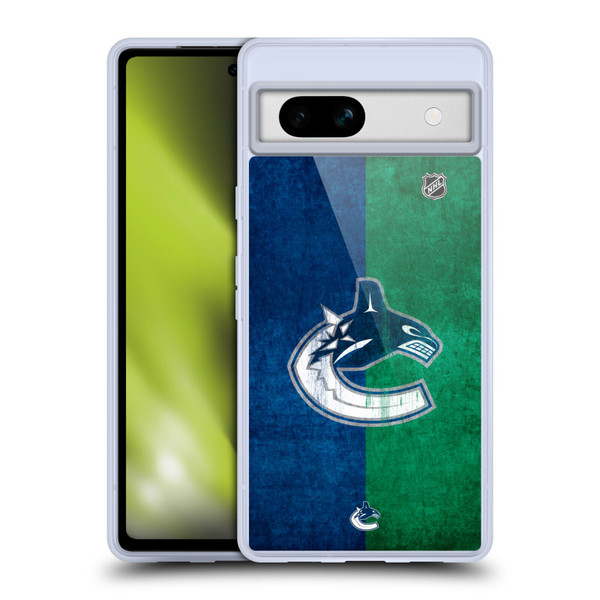 NHL Vancouver Canucks Half Distressed Soft Gel Case for Google Pixel 7a