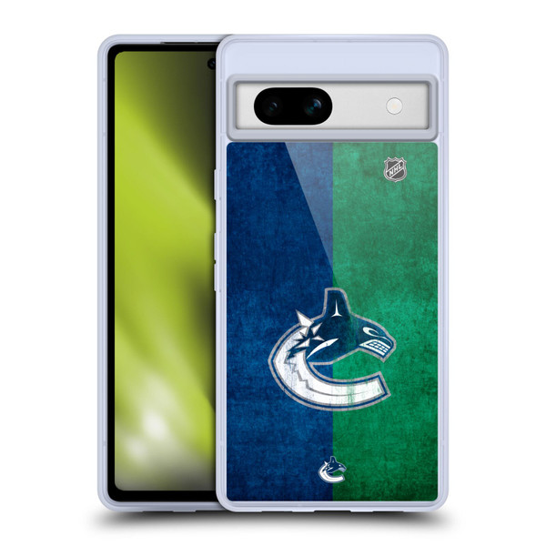 NHL Vancouver Canucks Half Distressed Soft Gel Case for Google Pixel 7a