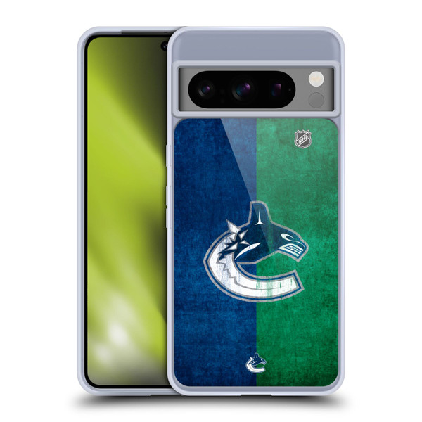 NHL Vancouver Canucks Half Distressed Soft Gel Case for Google Pixel 8 Pro