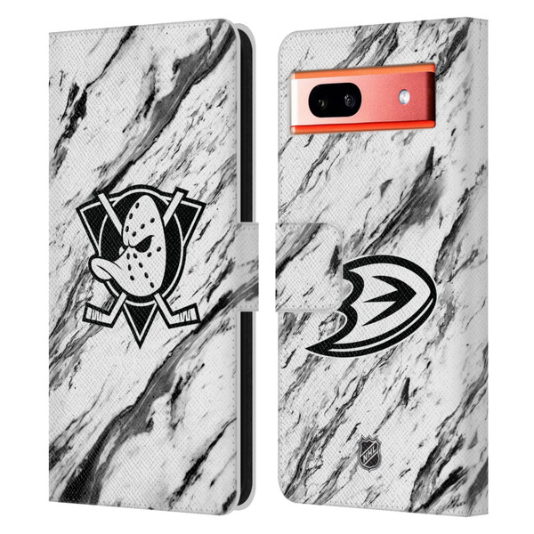 NHL Anaheim Ducks Marble Leather Book Wallet Case Cover For Google Pixel 7a