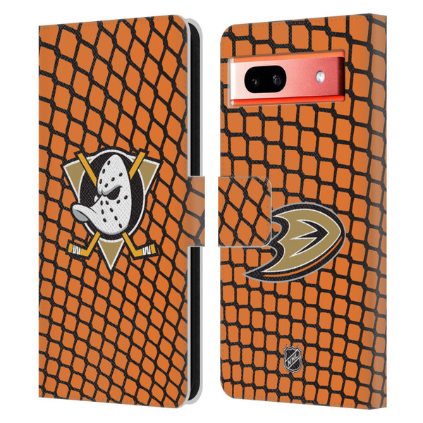 NHL Anaheim Ducks Net Pattern Leather Book Wallet Case Cover For Google Pixel 7a