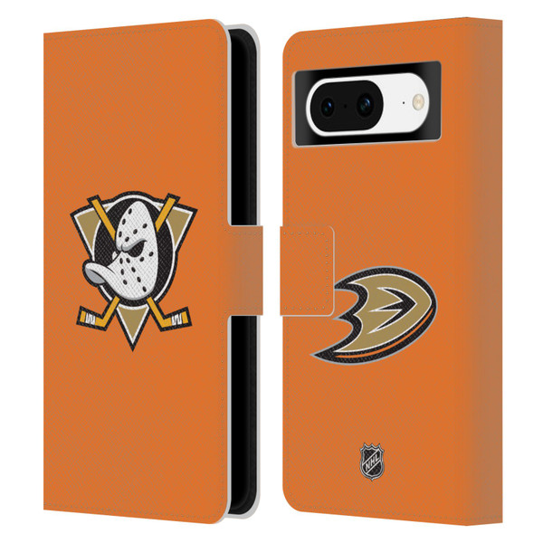 NHL Anaheim Ducks Plain Leather Book Wallet Case Cover For Google Pixel 8