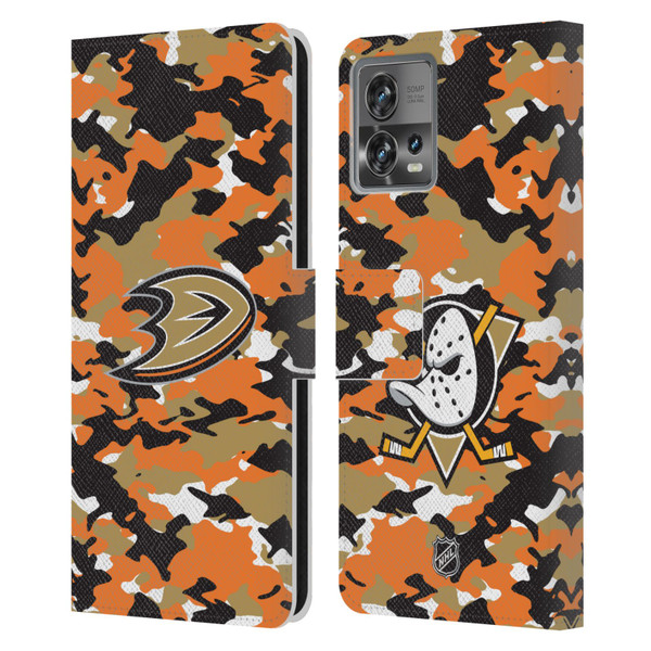 NHL Anaheim Ducks Camouflage Leather Book Wallet Case Cover For Motorola Moto Edge 30 Fusion