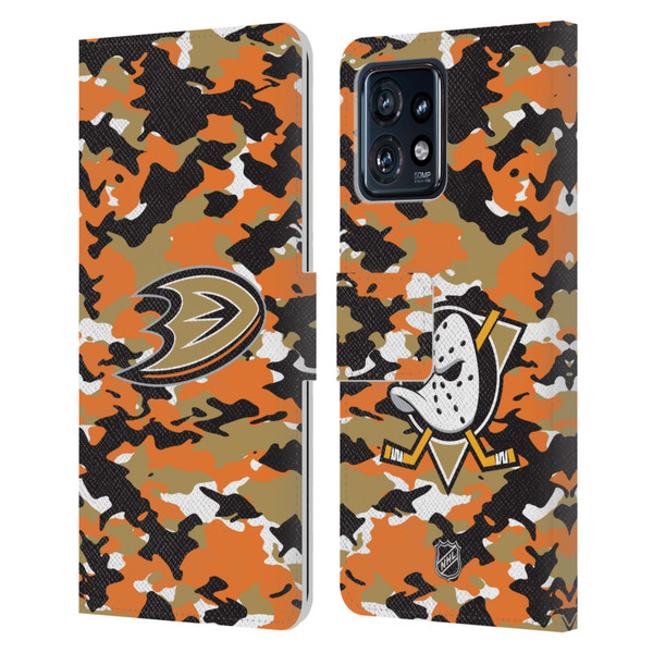NHL Anaheim Ducks Camouflage Leather Book Wallet Case Cover For Motorola Moto Edge 40 Pro/Plus 2023