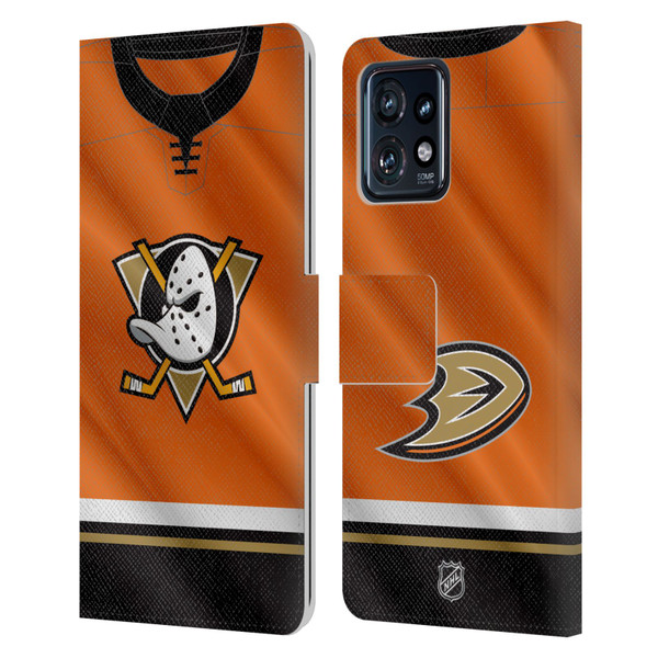 NHL Anaheim Ducks Jersey Leather Book Wallet Case Cover For Motorola Moto Edge 40 Pro