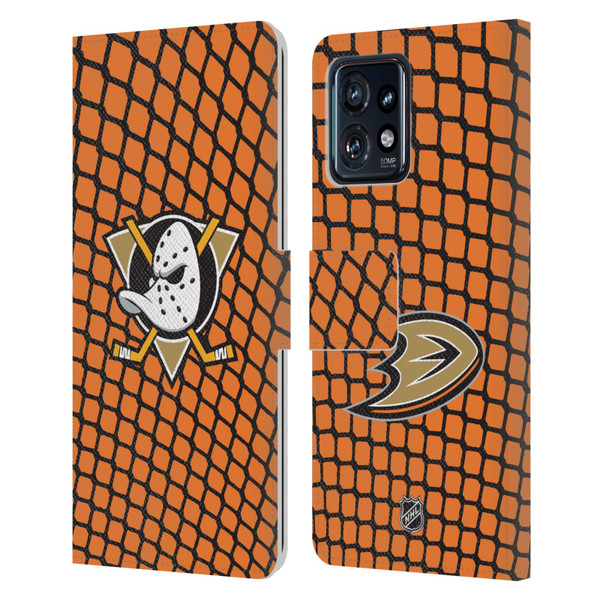 NHL Anaheim Ducks Net Pattern Leather Book Wallet Case Cover For Motorola Moto Edge 40 Pro/Plus 2023
