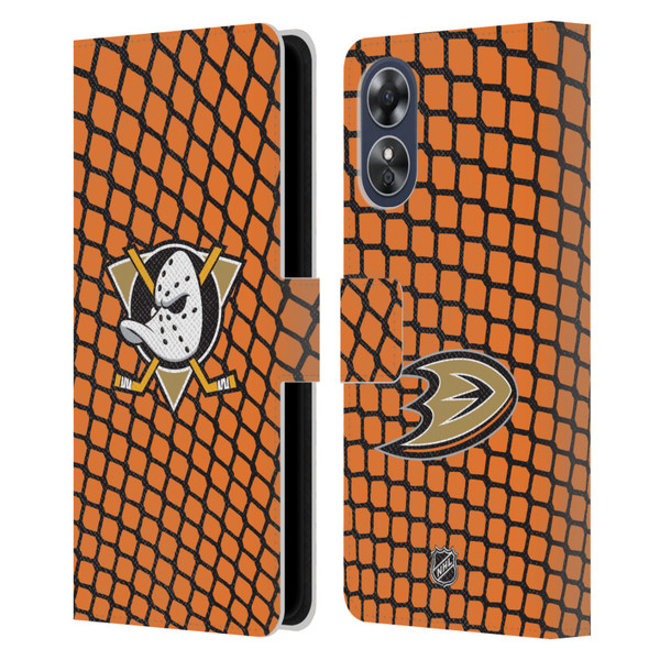 NHL Anaheim Ducks Net Pattern Leather Book Wallet Case Cover For OPPO A17