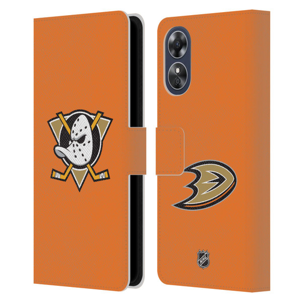 NHL Anaheim Ducks Plain Leather Book Wallet Case Cover For OPPO A17