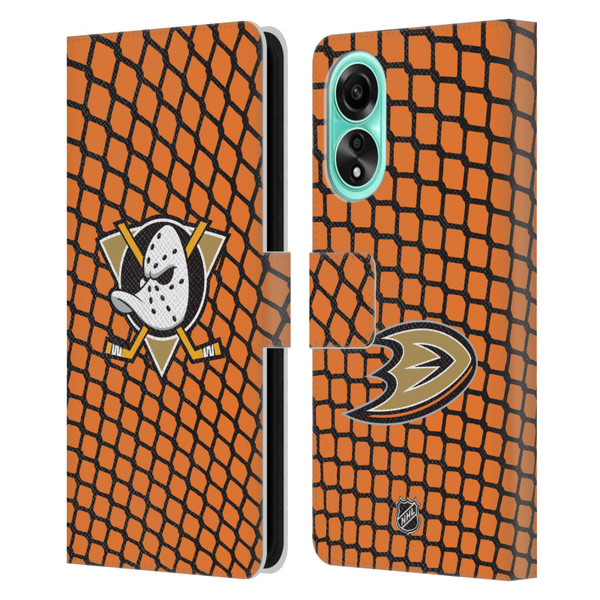 NHL Anaheim Ducks Net Pattern Leather Book Wallet Case Cover For OPPO A78 4G