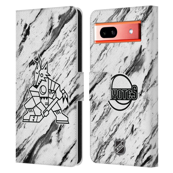 NHL Arizona Coyotes Marble Leather Book Wallet Case Cover For Google Pixel 7a