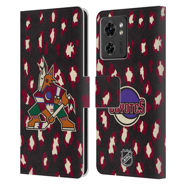 NHL Arizona Coyotes Leopard Patten Leather Book Wallet Case Cover For Motorola Moto Edge 40/Edge (2023)