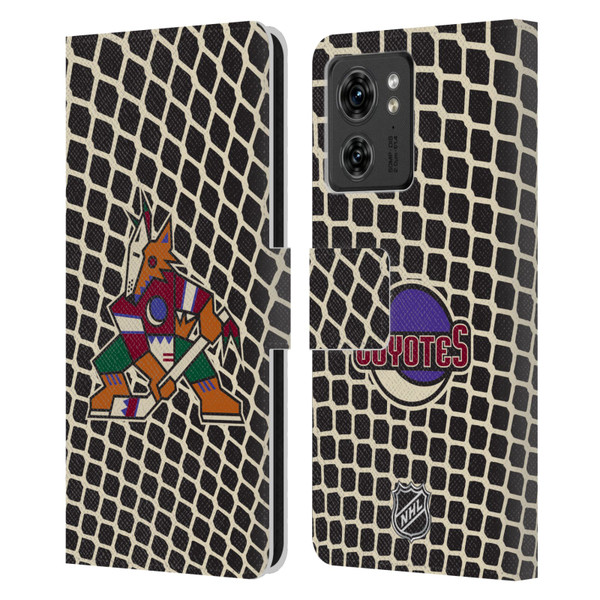 NHL Arizona Coyotes Net Pattern Leather Book Wallet Case Cover For Motorola Moto Edge 40/Edge (2023)