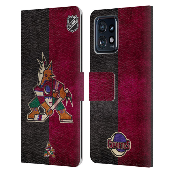 NHL Arizona Coyotes Half Distressed Leather Book Wallet Case Cover For Motorola Moto Edge 40 Pro