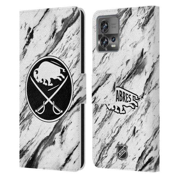 NHL Buffalo Sabres Marble Leather Book Wallet Case Cover For Motorola Moto Edge 30 Fusion