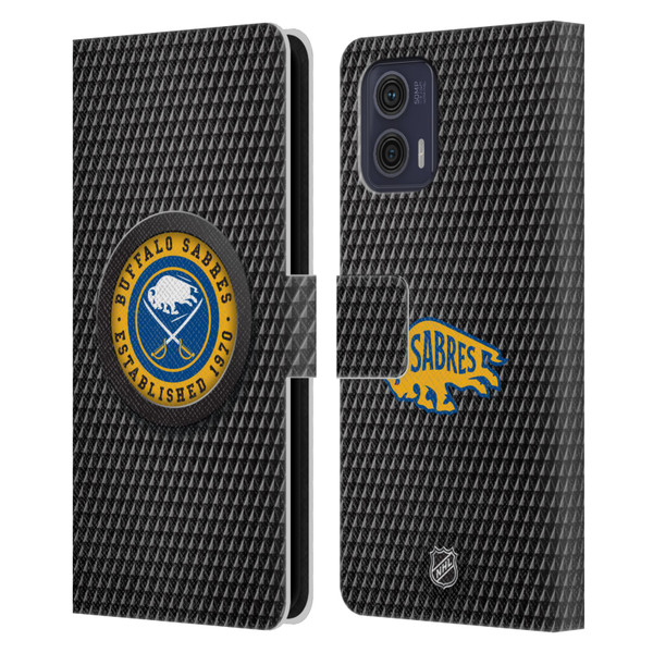 NHL Buffalo Sabres Puck Texture Leather Book Wallet Case Cover For Motorola Moto G73 5G